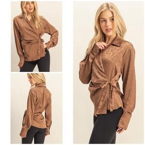 Elegant Brown Wrap Top
